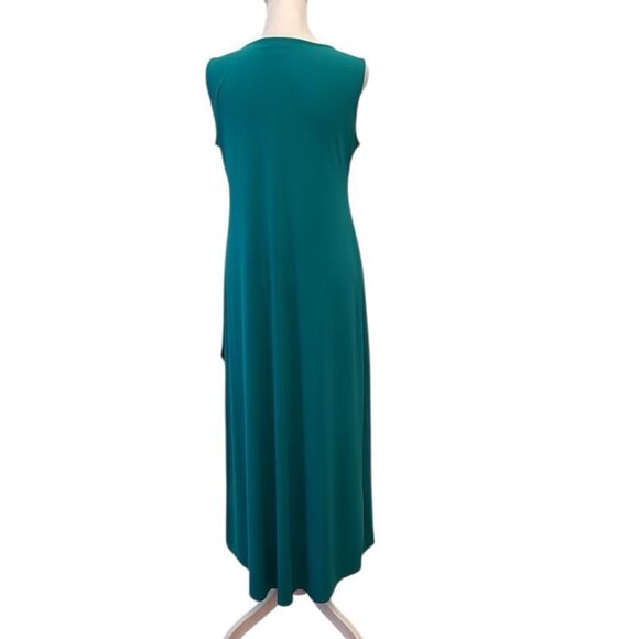 Alfani szXS elegant teal faux wrap drape front longer in back sleeveless dress - Picture 3 of 10